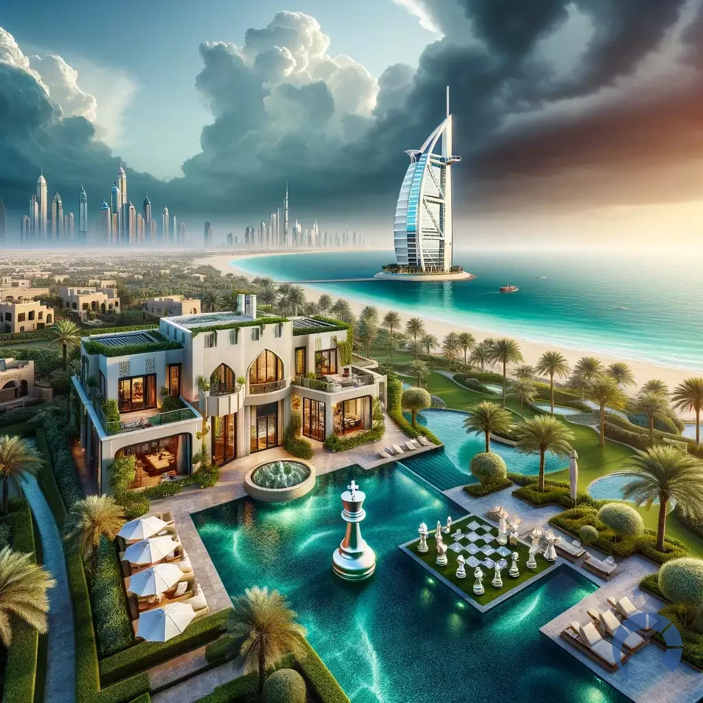luxurious villa in Dubai with a panoramic ocean